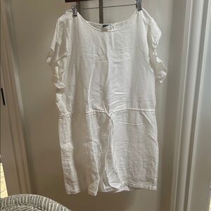 J. Crew White Linen-Cotton Blend Dress